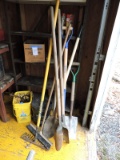 Shovels, Hoe, Post Hole Digger, Rake / 7 Pieces