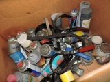 Box of Spray Paint and Oil Filter Wrenches