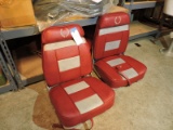 Pair of Vintage Tu-tone Folding Boat Seats and Matching Cushions