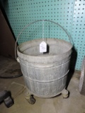 Vintage Galvanized Rolling Mop Bucket
