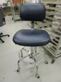 Rolling Shop Stool with Back Rest / Adjustable Height