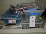 3 Plastic Bins Full of Various: Cords, Sockets and Adapters