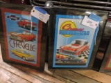 Pair of Framed with Glass Car Art -CHEVROLET CLASSICS - 20
