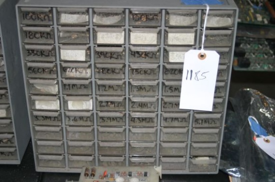 Plastic 60 drawer case for capacitors 14 1/2" x 13 3/4" x 6 1/2"