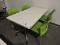 4 Matching Modern Chairs and a Break Room Table - Green