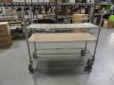 Small 3-Shelf Stainless Steel Rolling Wire Rack / 48