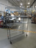 Stainless Steel 5-Shelf WireRolling Rack / 48