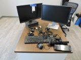 Pair of Monitors and Computer Accessories