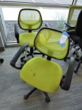 Lot of 2 Green Modern Rolling Chairs