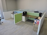 4-Spot Office Cubical System - 4 Desks and File Cabinets Included