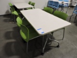 4 Matching Modern Chairs and a Break Room Table - Green