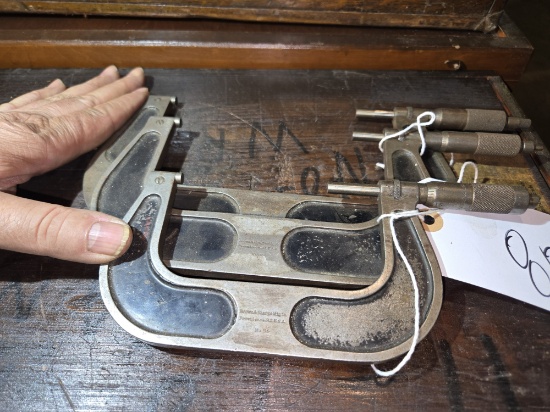 Brown & Sharp Brand Vintage Set of 3 Caliper Micrometers