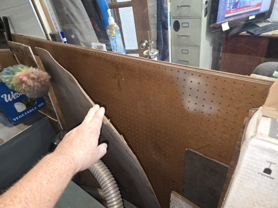 7 Sheets of 4' X 8' Peg Board with Peg Board Hardware
