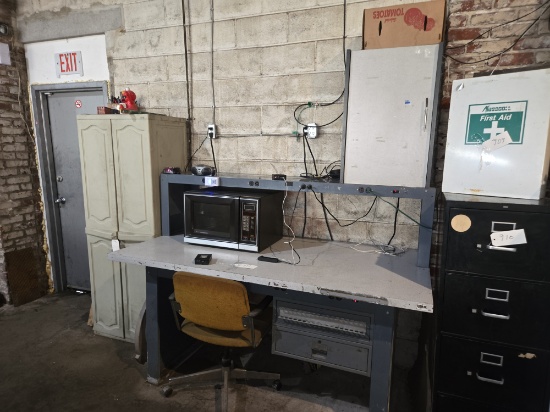 Electrified Work Bench with Cabinet