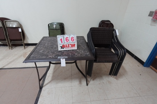 PVC Pole Stands 73" Tall (9), Patio Table W/Chairs