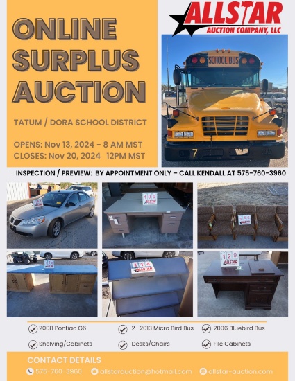 ONLINE SURPLUS SCHOOL AUCTION