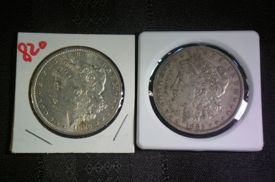 2- 1882 O Morgan Silver Dollars