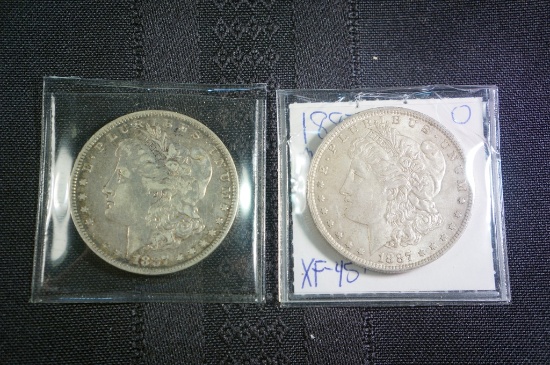 2- 1887 O Morgan Silver Dollars