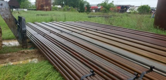 NOT SOLD 1 BUNDLE PER LOT 2 5/8 pipe 32’ long Heavy wall Pipe 37 joints