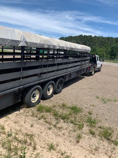 NOT SOLD 7x28 CANVAS TOP STOCK TRAILER WITH TITLE