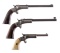 Three Stevens Single Shot Pistols