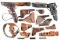 13 Various Leather Handgun Holsters and 3 Handgun Magazines