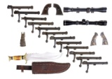 Group of Assorted Firearm Parts and One Bowie Knife