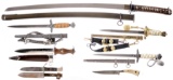 One Samurai Sword and Six German Daggers and Kinves