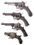 Four Belgian Folding Trigger Double Action Revolvers