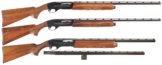 Three Engraved Remington Semi-Automatic Shotguns -A) Remington M