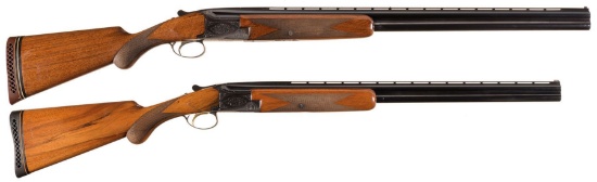 Two Engraved Belgian Browning Superposed Shotguns