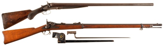 Two Antique Longarms -A) Engraved Colt Model 1878 Double Barrel