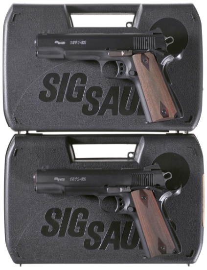 Two Sig Sauer Semi Automatic Handguns