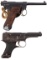 Two Japanese Military Pistols, Matching Mags, Holsters