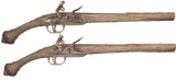 Pair of  Mediterranean Flintlock Pistols with Holsters and Belt