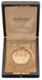 Engraved Gold Howard Pocket Watch with Case