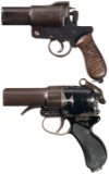 Two Japanese Military Flare Pistols with Holsters
