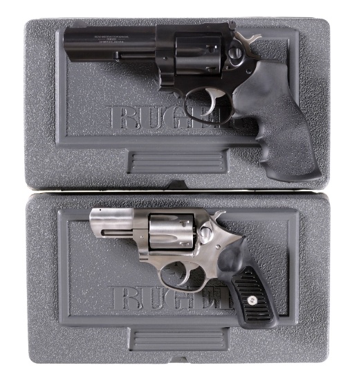 Two Ruger Double Action Revolvers with Cases