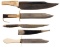Four Antique Knives, Including a Large English Bowie and a Hicks