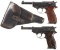 Two World War II Nazi German P.38 Semi-Automatic Pistols