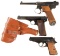 Three World War II Semi-Automatic Pistols