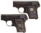 Two Colt Model 1908 Vest Pocket Hammerless Semi-Automatic Pistol