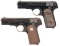 Two Colt Model 1903 Hammerless Pocket Semi-Automatic Pistols