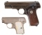 Two Colt Hammerless Pocket Semi-Automatic Pistols