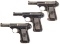 Three Savage Model 1907 Semi-Automatic Pistols