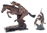 Two Western Themed Bronze Statues