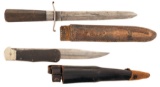One Dagger and One Folding Bowie Knife, Both with Sheaths