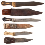 Three Unidentified Coffin Hilt Knives with Sheaths
