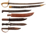 One Sword, One Machete, and Three Confederate-Style Fighting Kni