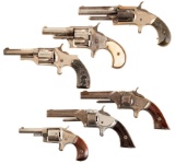 Six Antique Spur Trigger Revolvers